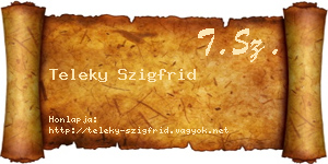 Teleky Szigfrid névjegykártya